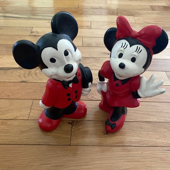 Disney Other - Vintage Mickey and Minnie Mouse Figurine Set Walt Disney Productions Red Black